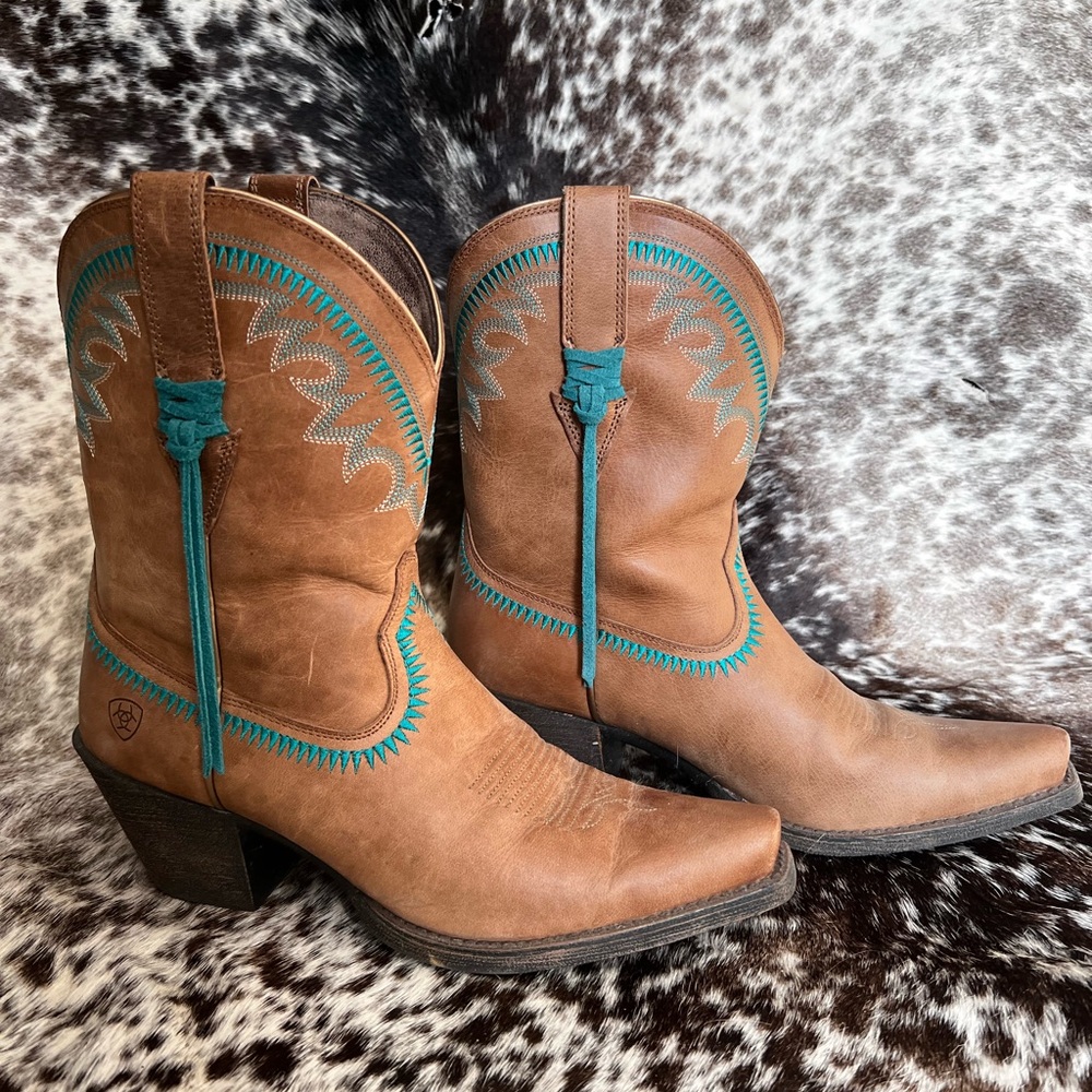Ariat Turquoise Embroidered and Fringe Bootie